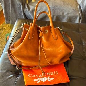 Cavalcanti leather cognac satchel shoulder bag - Made in Italy